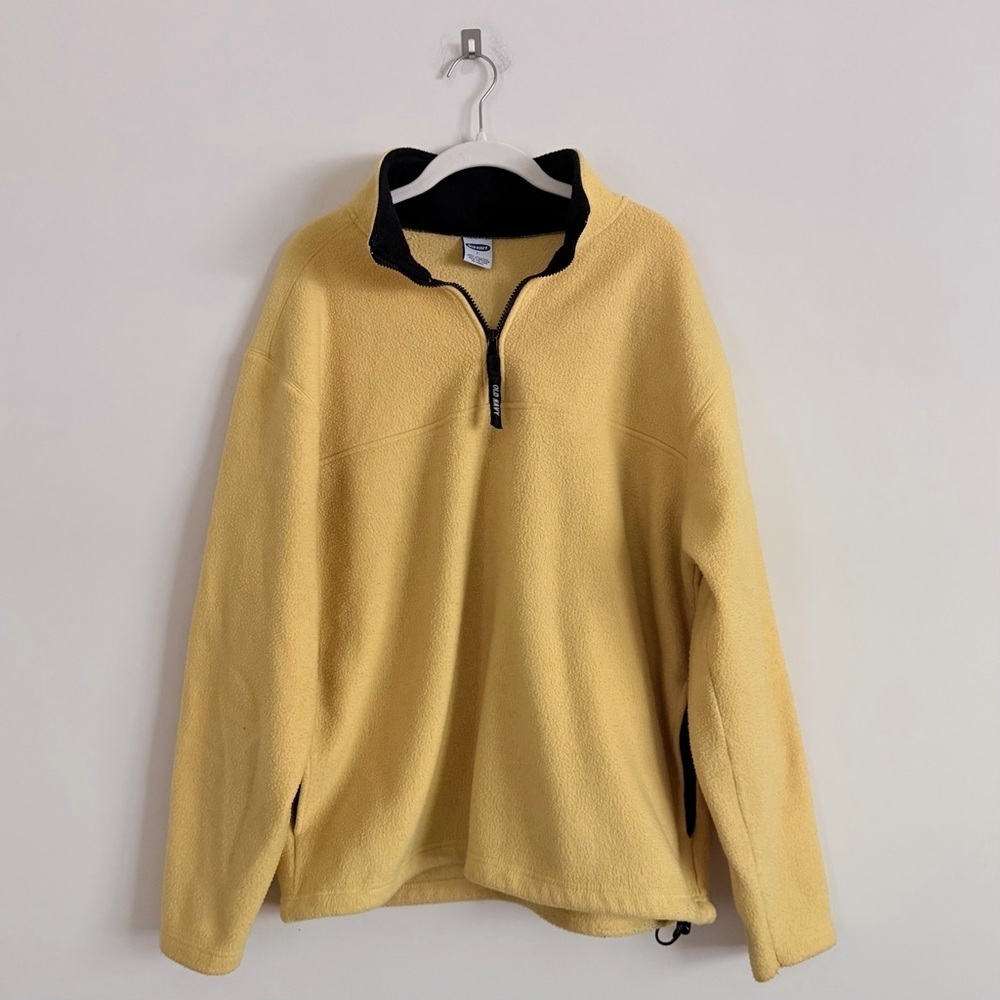 Vintage Old Navy 1/4 Zip Fleece Men’s Size L Yellow Pullover 90s Y2K Quarter Zip